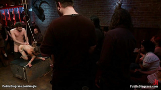 Dark-Haired raunchy pounded in public pub (James Deen, Goddess Donna)