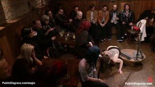 Boxed head marionette finger-banged in public (Cheyenne Bud)