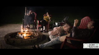 Campfire deep throat with smores and harp music