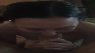 Slightly barely legal dark haired is blowing her neighbor's wood nicer than his wifey, to satiate him