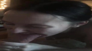 Slightly barely legal dark haired is blowing her neighbor's wood nicer than his wifey, to satiate him