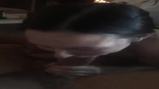 Slightly barely legal dark haired is blowing her neighbor's wood nicer than his wifey, to satiate him