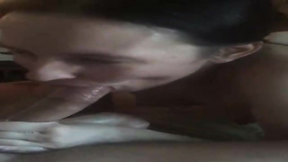 Slightly barely legal dark haired is blowing her neighbor's wood nicer than his wifey, to satiate him