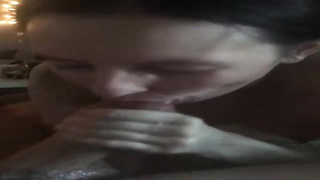 Slightly barely legal dark haired is blowing her neighbor's wood nicer than his wifey, to satiate him