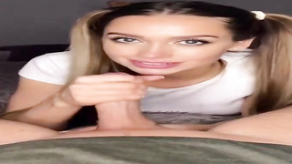 Ponytailed teenie dark-haired luvs to wrap her sensuous lips around a rock rigid trunk and inhale it