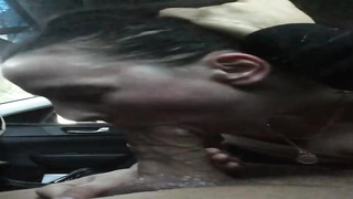 Insane honey got facefucked in the van like never before, in the middle of the day