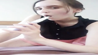 Inexperienced dark-haired is using all kinds of objects while wanking, because it always senses so superb