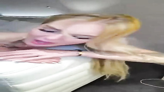 Blue- witnessed cuckold is dressed in softcore tights while getting drilled from the back and loving it