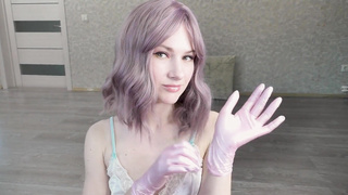 Gf Gloved Hj and Blowing Pecker until Jizz Facehole - Eye Contact