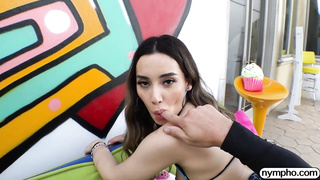 Aria Lee is a sex-positive dark-haired with petite jugs who loves to gargle spunk-pumps and get romped