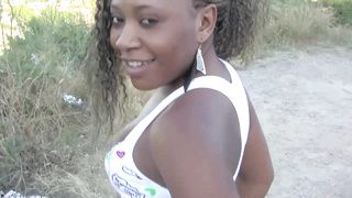 Marvelous Ebony dame is having casual intercourse with a pal, in front of the camera