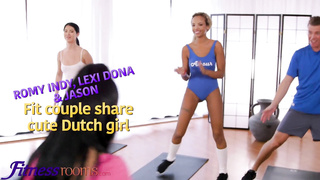 Sport Guest Rooms Diminutive boobs gym stunner Lexi Dona shares small ebony sweetie Romy Indy FFM threeway