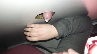Obese blond boner cockblower is pleasuring a mischievous stud from the vicinity with her lips