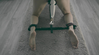 Bound up restrain bondage doll with humid cooch stimulated her with Magic magic wand to orgasmic convulsions