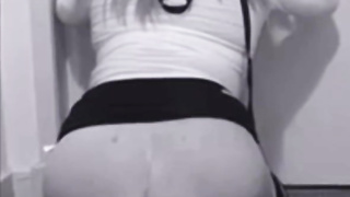 Little British whore bounce on a glass dildo