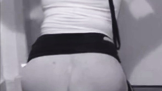 Little British whore bounce on a glass dildo