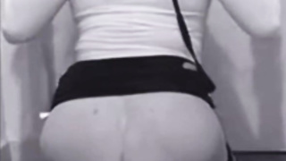 Little British whore bounce on a glass dildo