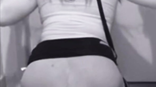 Little British whore bounce on a glass dildo