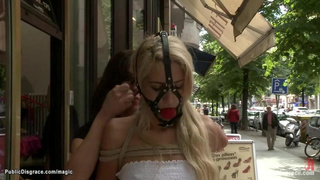 Corded light-haired is disrobed in window (Zenza Raggi, Goddess Donna, Blanche Summer)