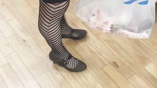 Babes legs in nylons in public