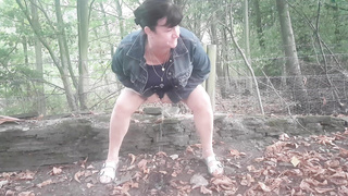 Slut urinates on path