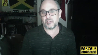 Enslaved ash-blonde cougar with monstrous hooters is having hard-core bang-out and shrieking from elation while jizzing