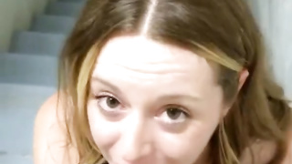 Lovely Canadian bitch gets banged in a stairwell after being lied to about a battered elevator!