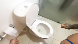 My sister takes me to the douche to neat up what I did, but I can't stand it and I pulverize her (