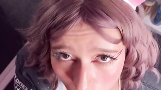 TikTok Tart Deepthroat Man-Meat And Get Jism On Her Face / POINT OF VIEW Oral Pleasure - CyberlyCrush