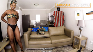 African Goddess Takes King Size White Fuckpole in Faux Flick Audition