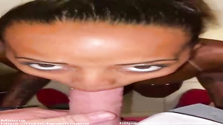 Enthralling, Ebony nymph with voluptuous lips, Miiana luvs to give outstanding sucky-sucky to random strangers