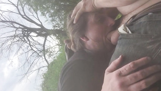 Plump, inexperienced dark haired is providing a deep dt to a crazy fellow, in the woods