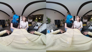 VR Conk Sam And Siri - 2 Sizzling Virtual Secretary In Costume Play FFM 3Some VR Pornography