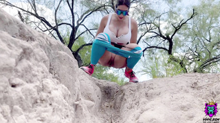 Large Melons Dark-Haired gets her Sweat-Soaked Cooch Slurped and Torn Up in Public Trail