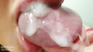 Accomplished dame is providing an incredible blow-job to a super-naughty boy and gobbling some new jizm