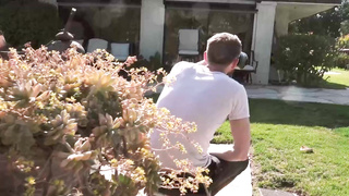 Smallish blondie woman with puny globes, Kiara Cole is pummeling a stranger in the laundry bedroom