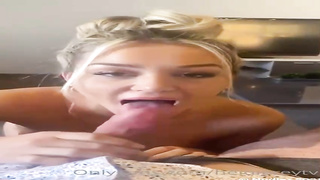 Jiggly ash-blonde honey is munching and gargling her paramour's jizz-shotgun, to make him spew out from sensation