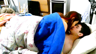 Petite boobed brown-haired is making out with her ex before deepthroating and railing his rock-hard wood