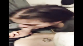 Fuckpole luving dark-haired is providing a deep fellatio to her fucking partner, while no one is observing