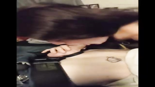 Fuckpole luving dark-haired is providing a deep fellatio to her fucking partner, while no one is observing