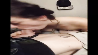 Fuckpole luving dark-haired is providing a deep fellatio to her fucking partner, while no one is observing