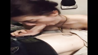 Fuckpole luving dark-haired is providing a deep fellatio to her fucking partner, while no one is observing