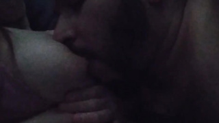 Huge-Chested dark-haired plus-size loves the way her paramour is fellating her puffies, in the late afternoon