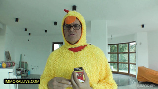 ROSY EASTER BUNNY GIVES PRETTY & SMALLISH RENATA FOX ALL HIS EGGS!