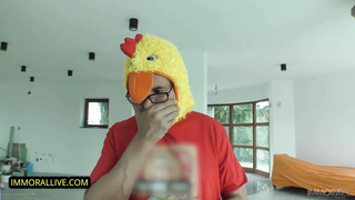 ROSY EASTER BUNNY GIVES PRETTY & SMALLISH RENATA FOX ALL HIS EGGS!