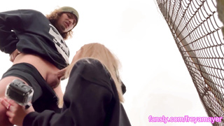 Light-Haired teenie Inhaled Shaft in a Public Park and Gave her Slit