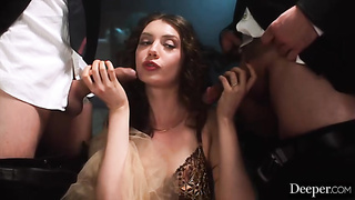 Wonderful dark haired, Elena Koshka is having a mmf 3 way and loving every single 2nd of it