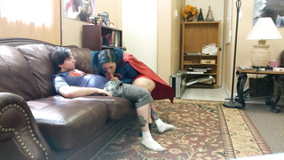 Ponytailed bbw, Cinnamon Anarchy is getting pummeled from the back, in front of the camera