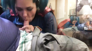 Ponytailed bbw, Cinnamon Anarchy is getting pummeled from the back, in front of the camera