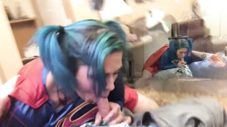 Ponytailed bbw, Cinnamon Anarchy is getting pummeled from the back, in front of the camera